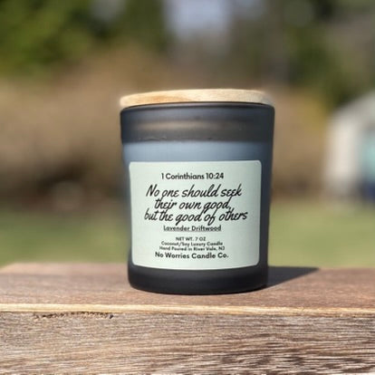 Coconut/Soy Luxury Candle - 1 Corinthians 10:24 (Good of Others- Lavender Driftwood)