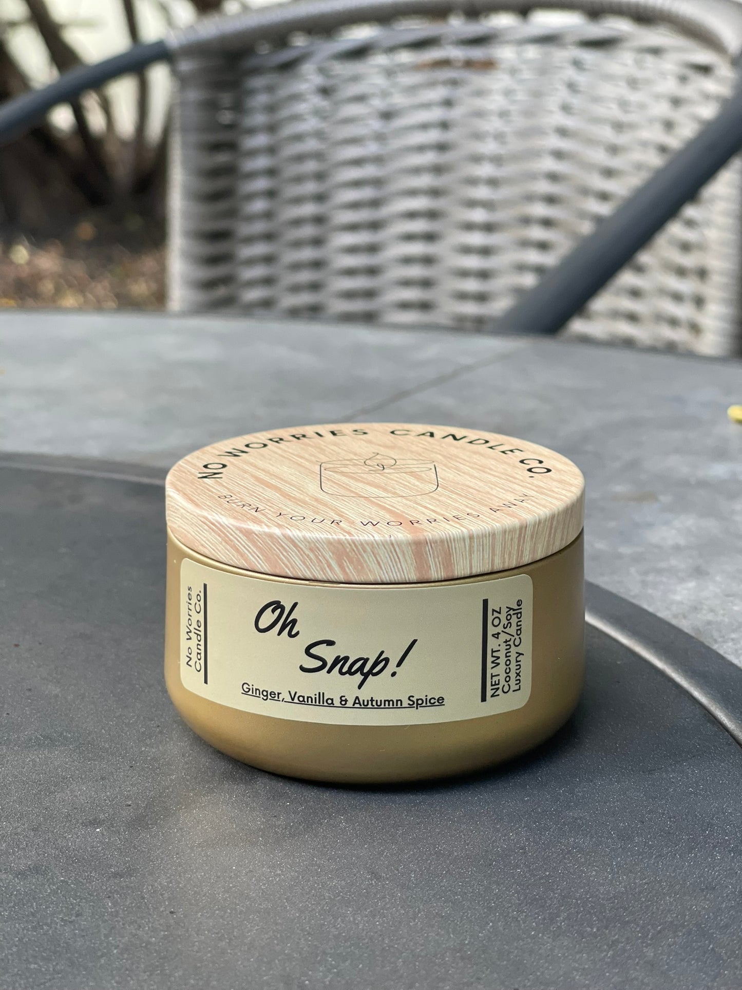 Coconut/Soy Luxury Candle - Oh Snap - No Worries Candle Co.