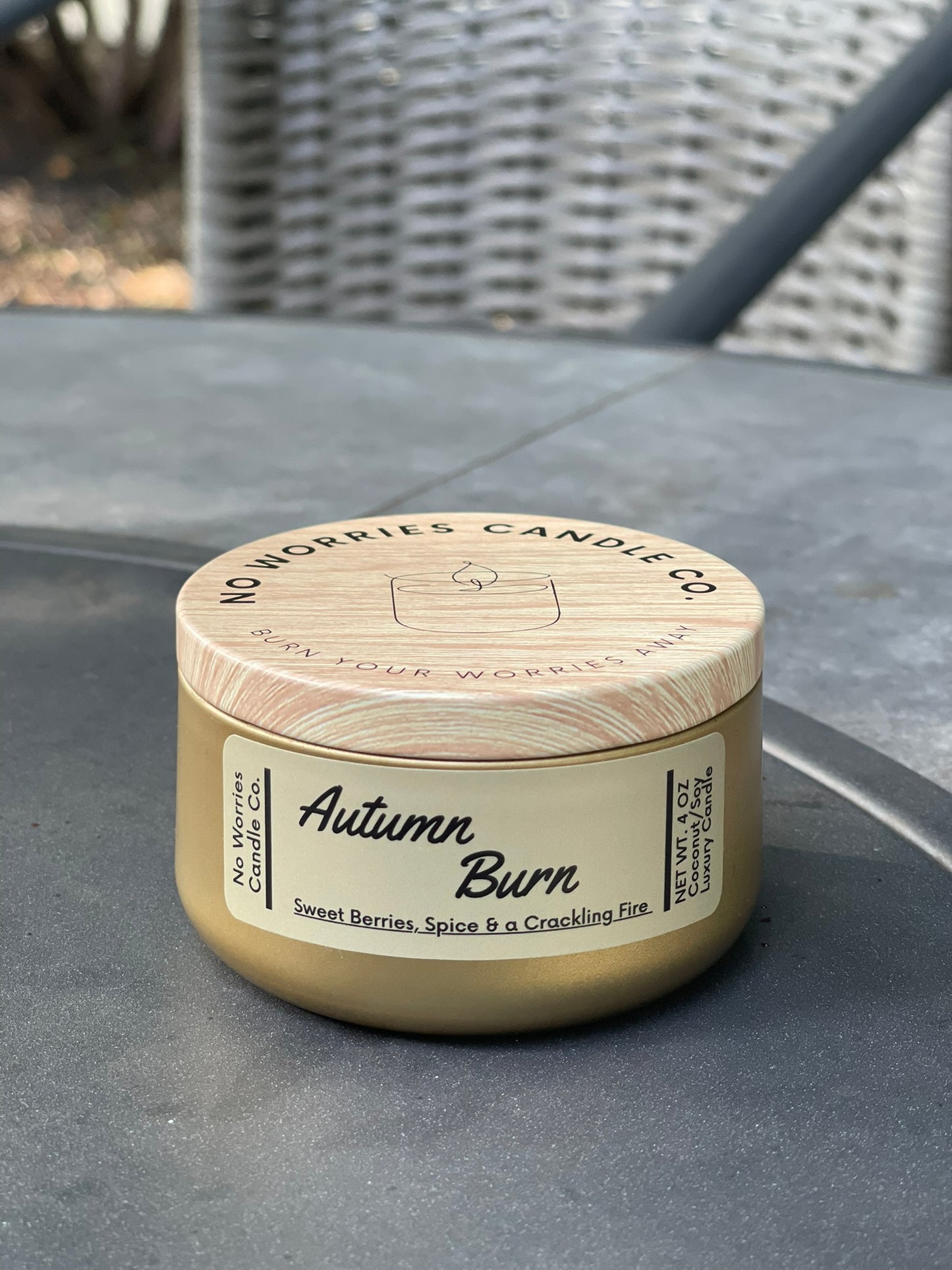Coconut/Soy Luxury Candle - Autumn Burn - No Worries Candle Co.