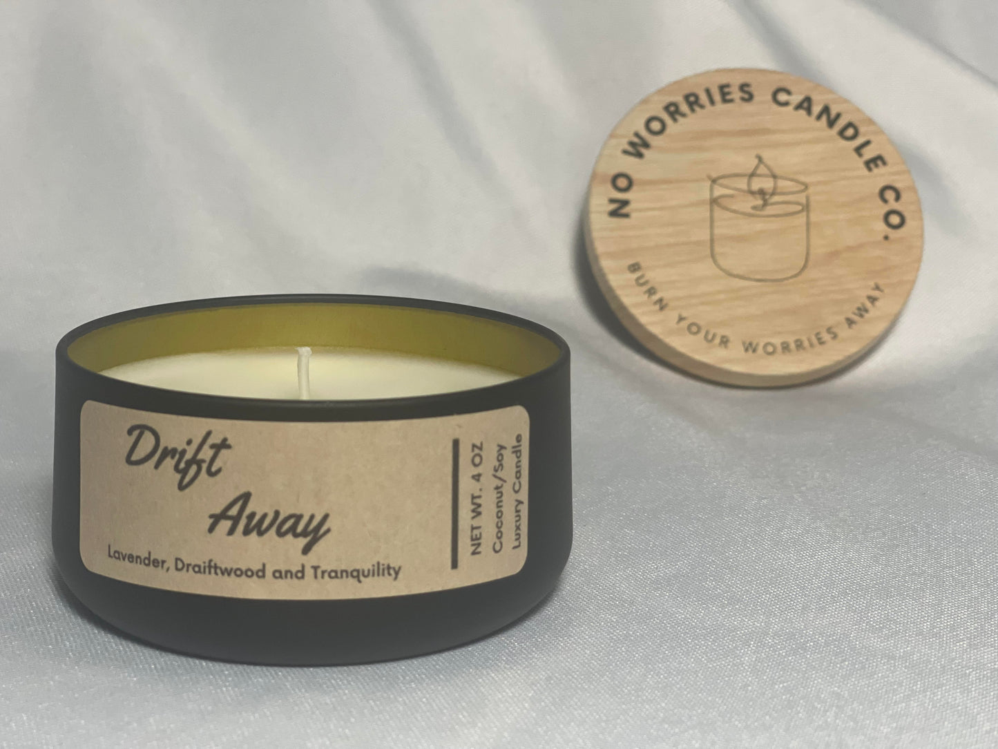 Coconut/Soy Luxury Candle - Drift Away - No Worries Candle Co.