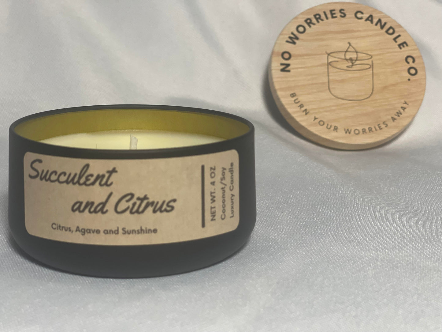 Coconut/Soy Luxury Candle - Succulent and Citrus - No Worries Candle Co.