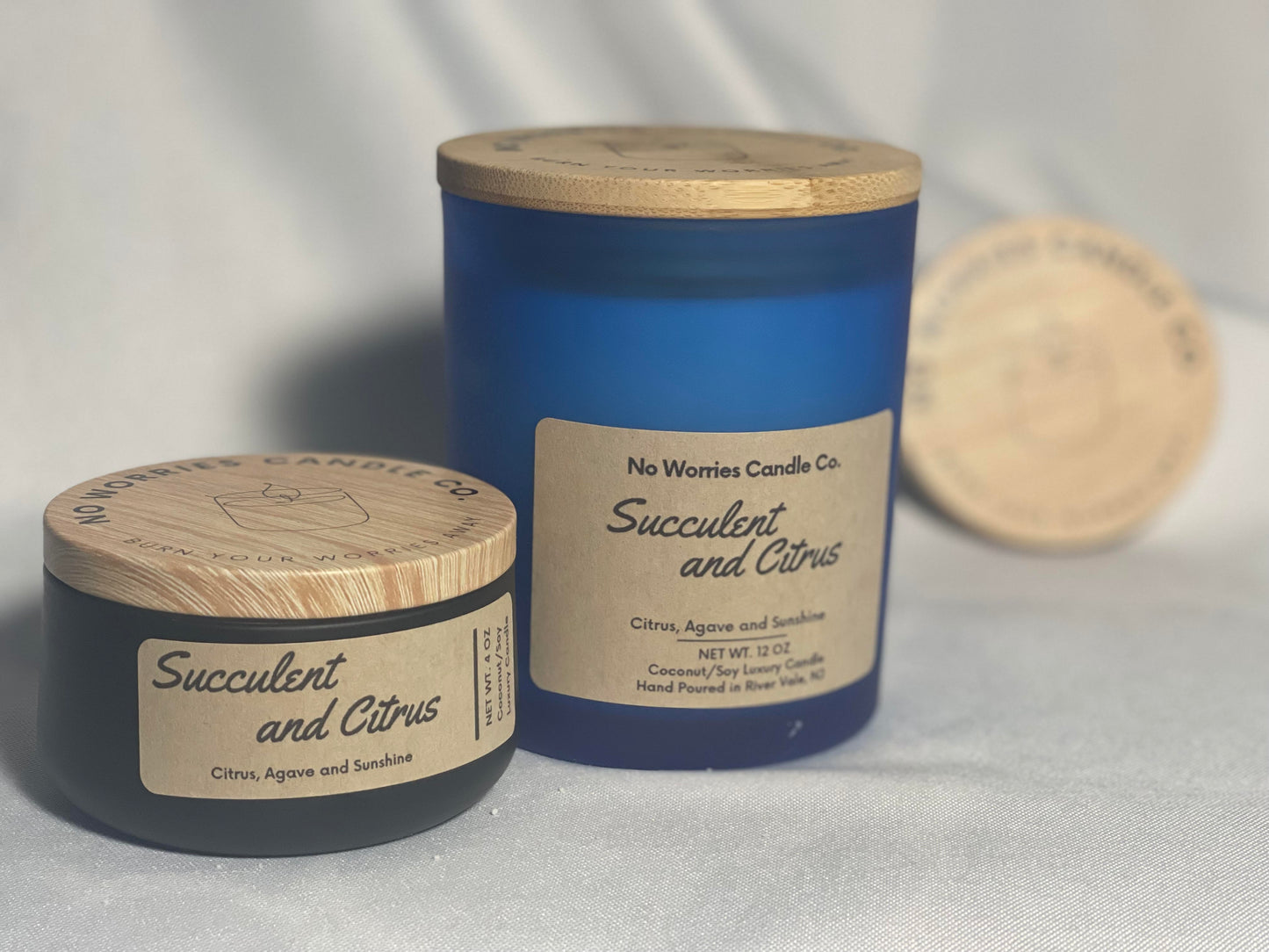 Coconut/Soy Luxury Candle - Succulent and Citrus - No Worries Candle Co.