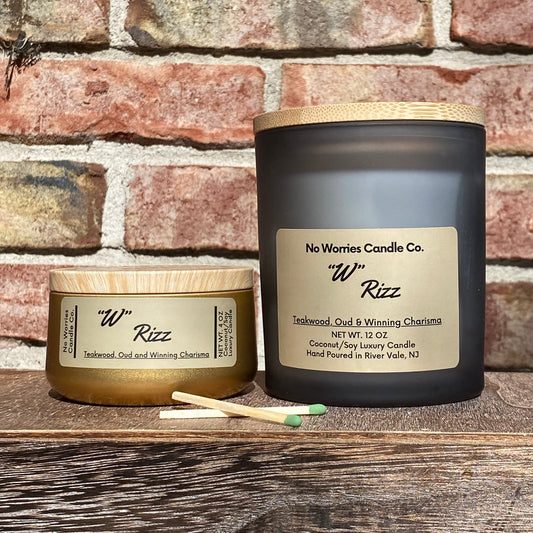 Coconut/Soy Luxury Candle - "W" Rizz - No Worries Candle Co.