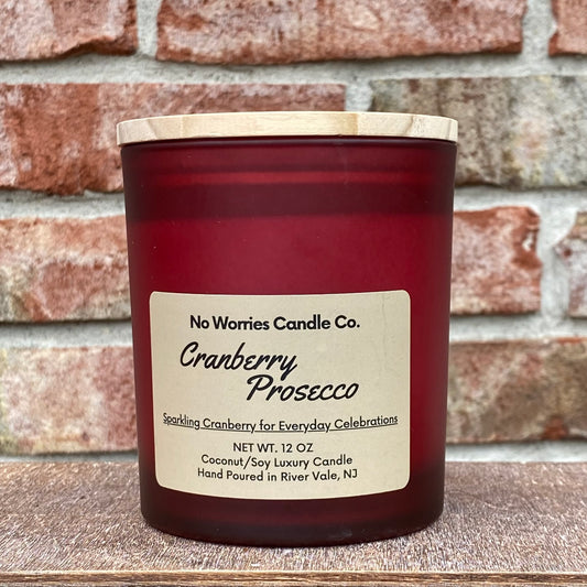 Coconut/Soy Luxury Candle - Cranberry Prosecco - No Worries Candle Co.