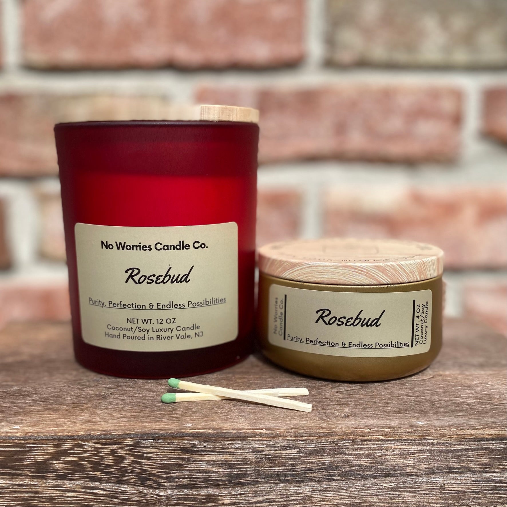 Coconut/Soy Luxury Candle - Rosebud - No Worries Candle Co.