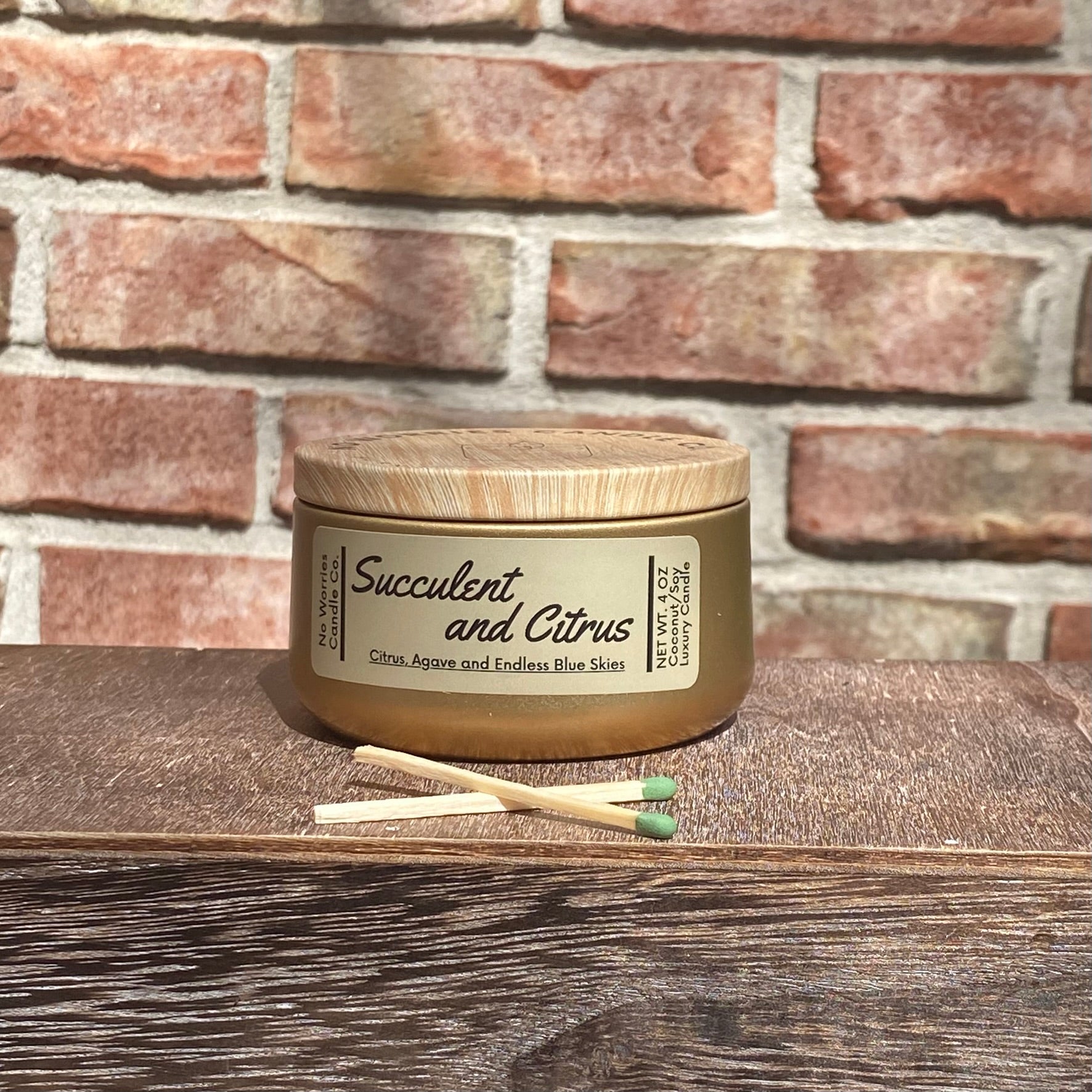 Coconut/Soy Luxury Candle - Succulent and Citrus - No Worries Candle Co.