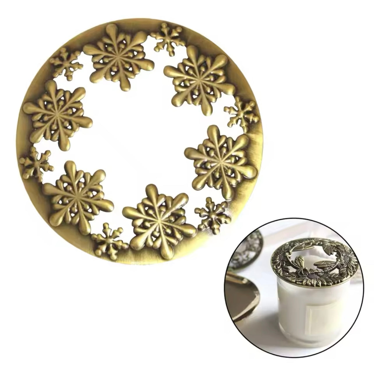 Candle Toppers - Snowflake - for our 4- and 10-ounce candles only - No Worries Candle Co.